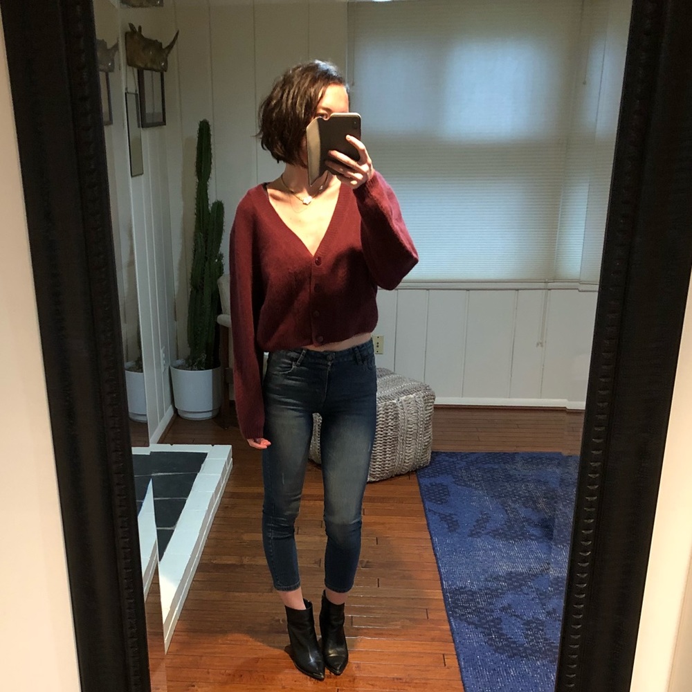 Vintage 90s cropped button up sweater